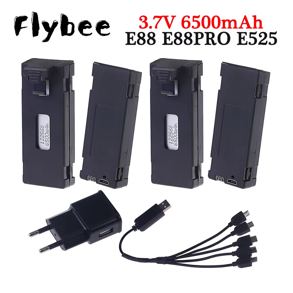 Rechargeable 3.7V 6500Mah Battery an Charger for RC Drone E88 E88PRO E99 E99PRO P1 K3 P10 A13 E525 RC Quadcopter Parts Battery