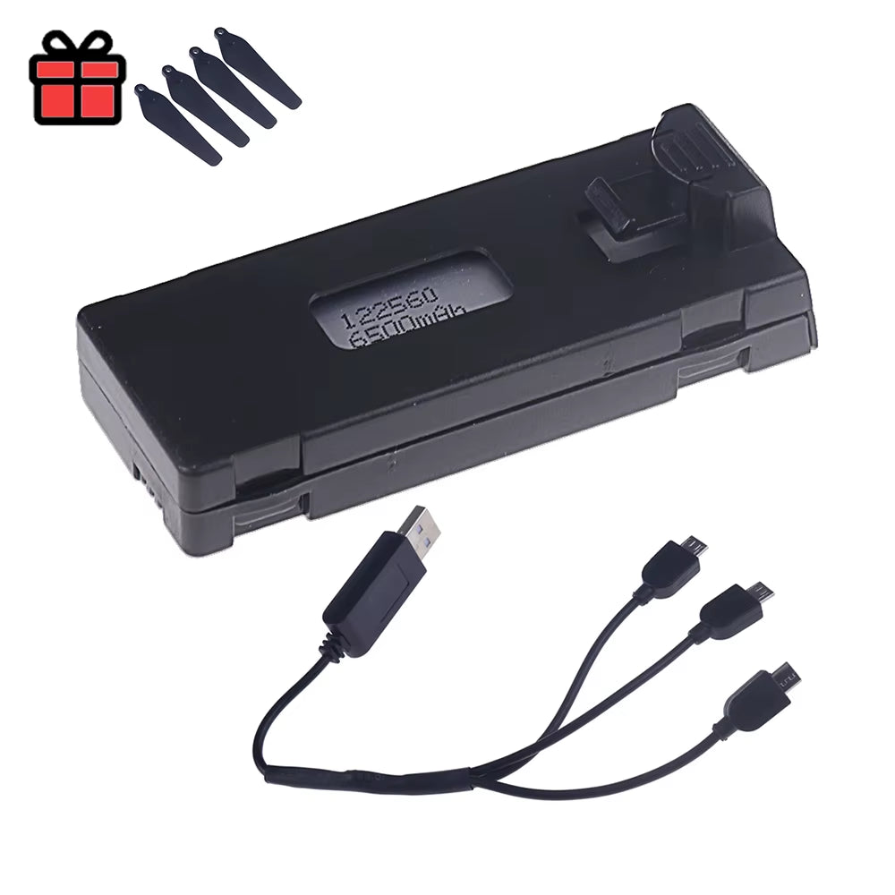 Rechargeable 3.7V 6500Mah Battery an Charger for RC Drone E88 E88PRO E99 E99PRO P1 K3 P10 A13 E525 RC Quadcopter Parts Battery